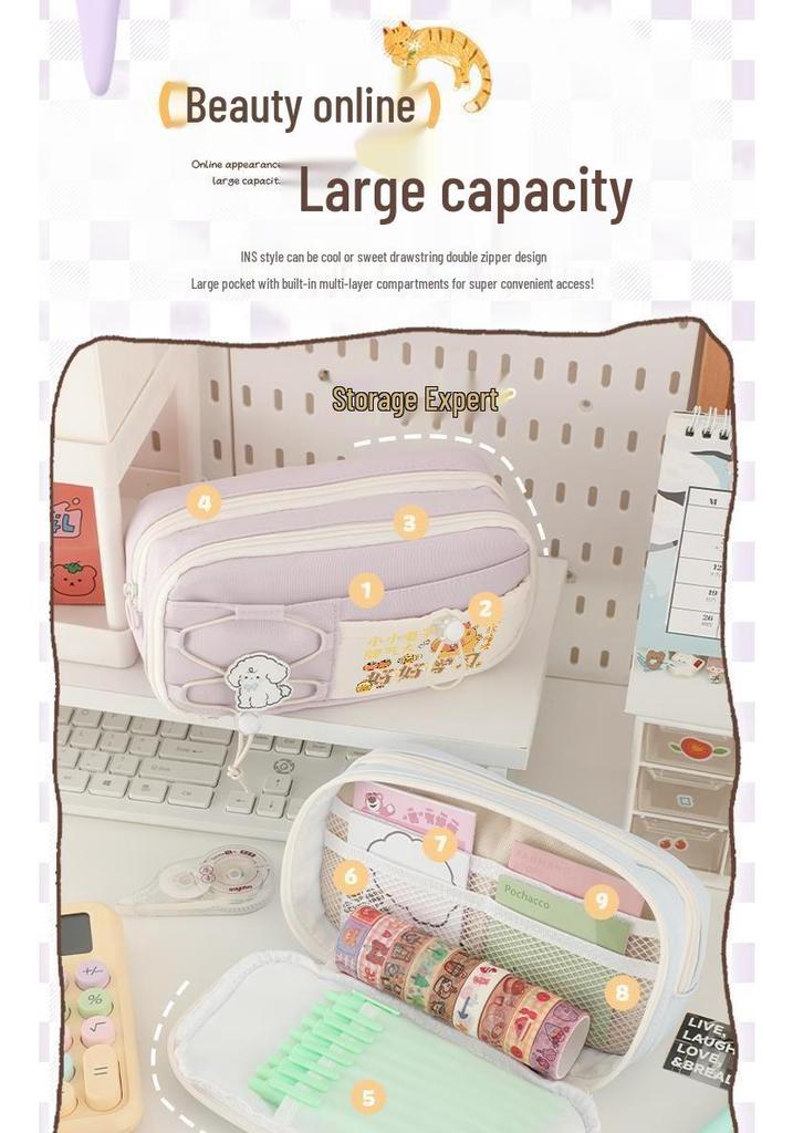 Capybara Lululu Large Capacity Cartoon Pencil Case for Boys and Girls