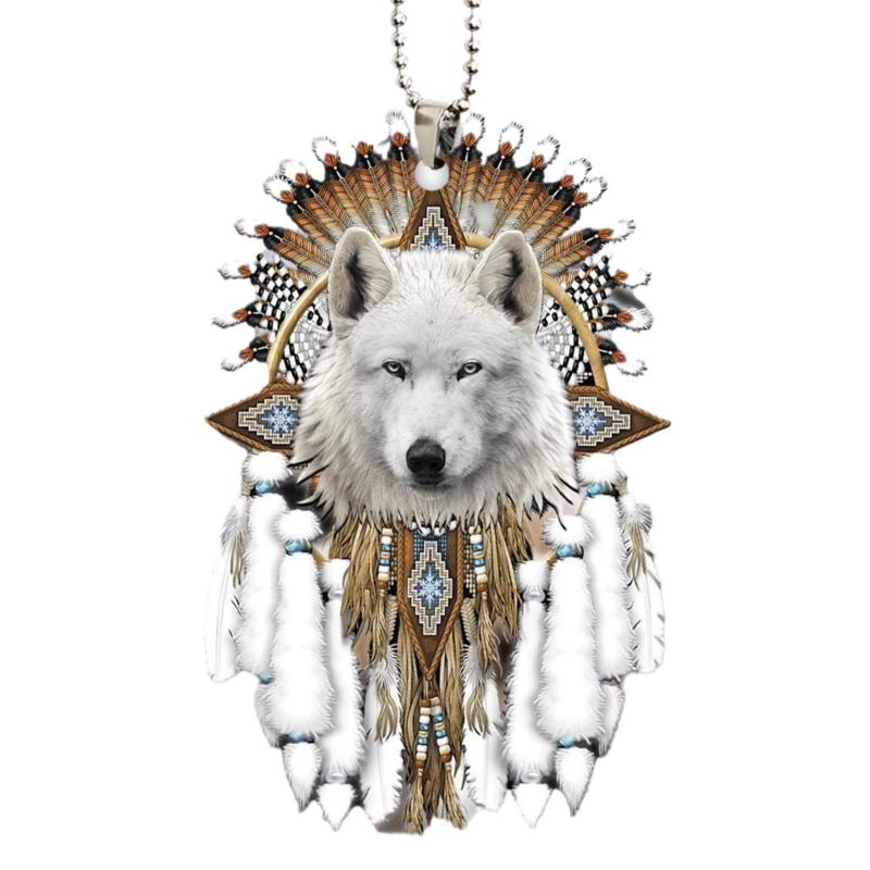 

1PC Fashionable and Creative Cute White Wolf Car Rearview Mirror Exquisite Accessory Pendant Car Car Keychain Accessory