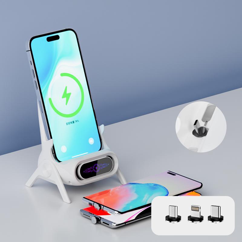 Q18 Mobile Phone Magnetic Wireless Charger Stand Cordless Phone Charger with 3 Adapters