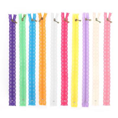 10 Stück Spitzenreißverschluss, gemischte Stile, Knospenseide, Form Nr. 3, Nylon, Nähzubehör für Kleidung, 30 cm
