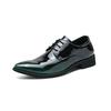 Men Mirror Face Formal Shoes Patent Leather Pointed Shoes Lace-Up Business Dress Shoes for Men Party Green Oxfords Shoes