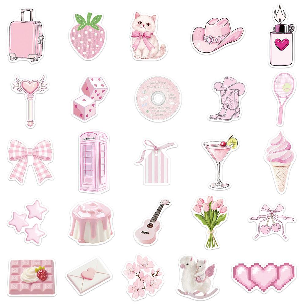 10/30/50pcs Kawaii Cartoon Pink Gentle Aesthetic Stickers Cute Ins Style Decals Suitcase Notebook Phone Case Girl Sticker Decor