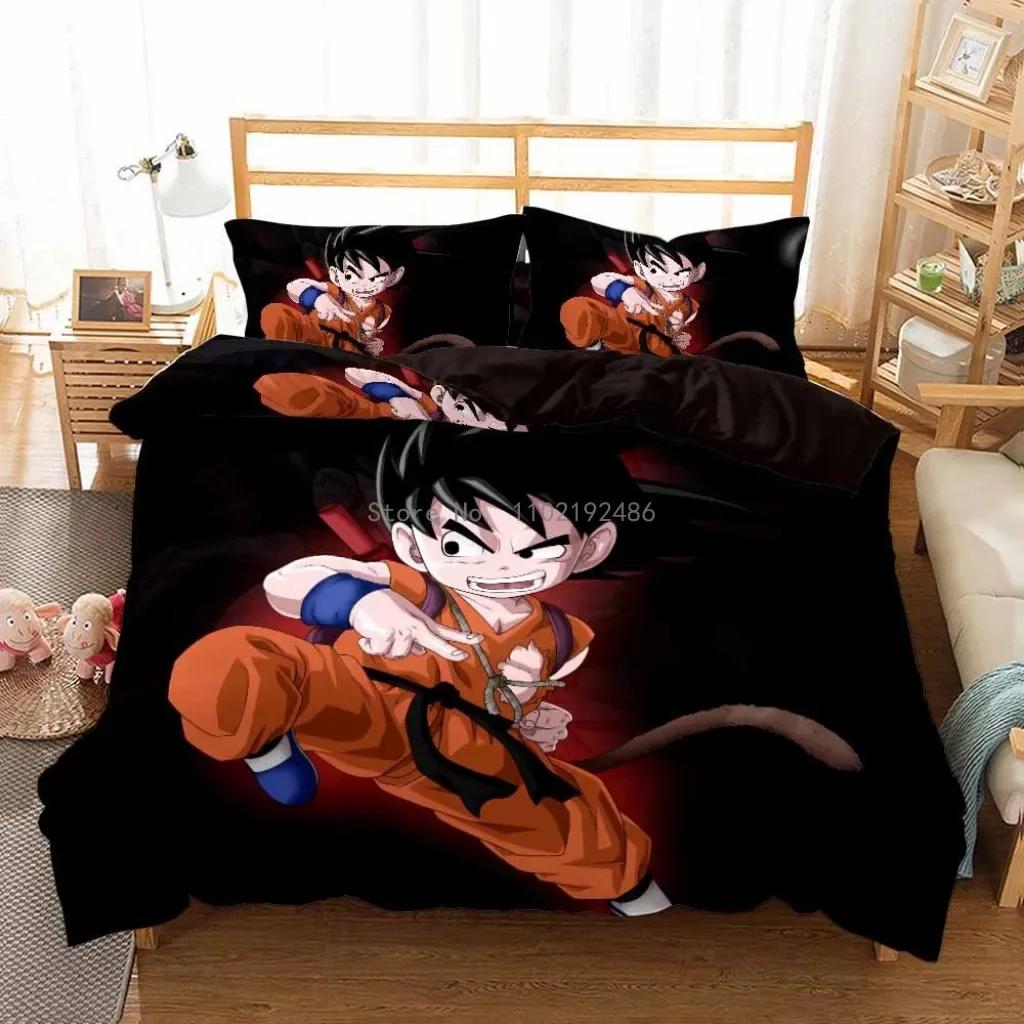 2D Print Anime Dragon Ball Super Saiyan Son Goku Duvet Cover Bedding Set Double Twin For Kids Bedclothes Quilt Cover Gi