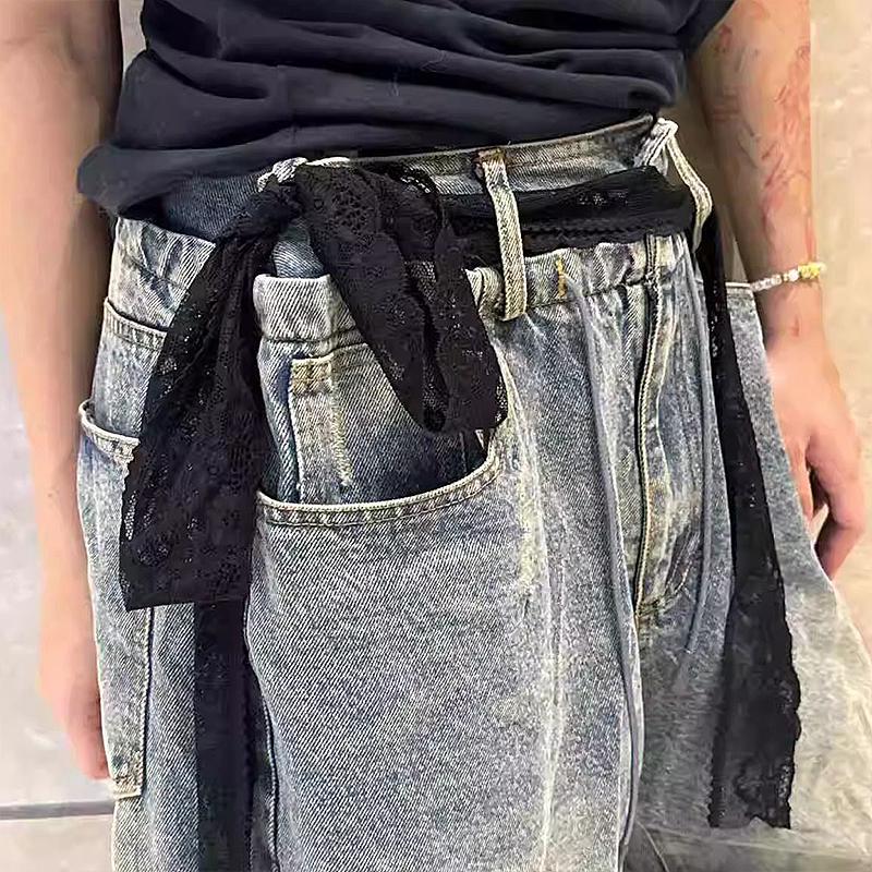 Французский Ретро Кружевной Пояс Корейский Повседневный Длинный Кружевной Шарф Летние Милые Аксессуары чёрный