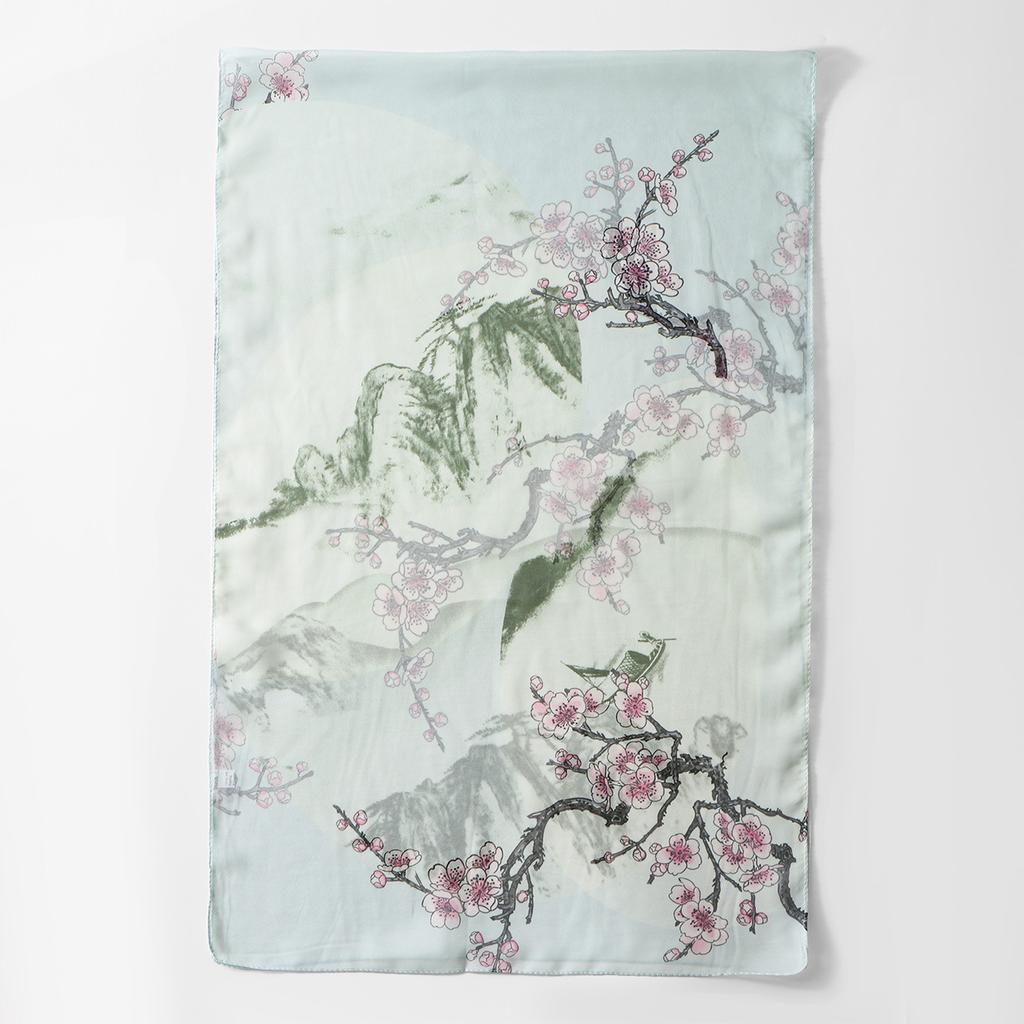 New Qiaoqisha Silk Scarf Women In Spring Summer Autumn Flower Printed Sunscreen Winter Versatile Fashion Color Long