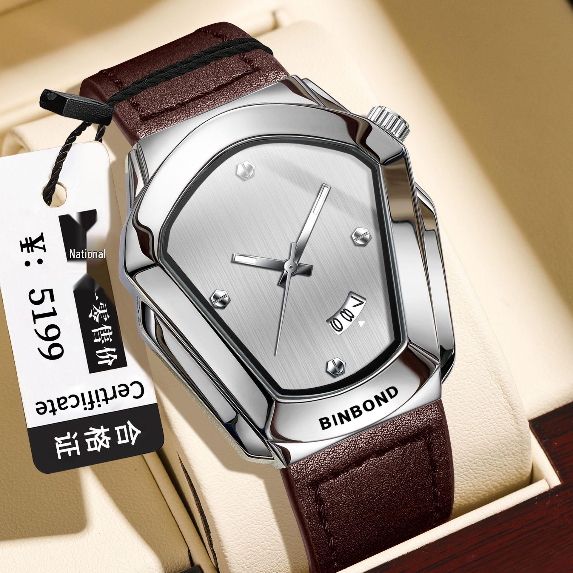 

BINBOND Men s Alloy Motorcycle Concept Quartz Watch with Leather Strap