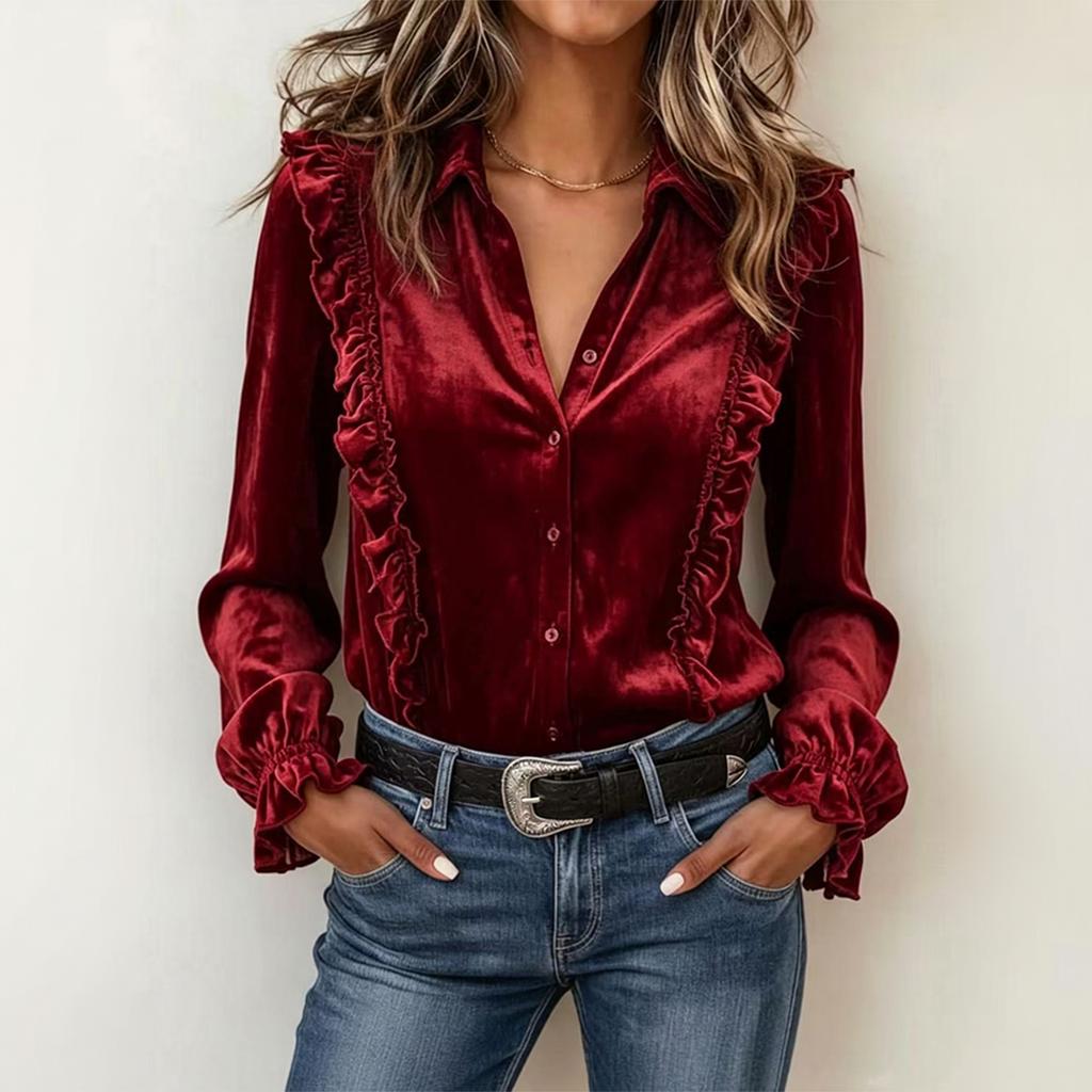 Women's Casual Button Down Long Sleeve Blouse Color Fit for Work