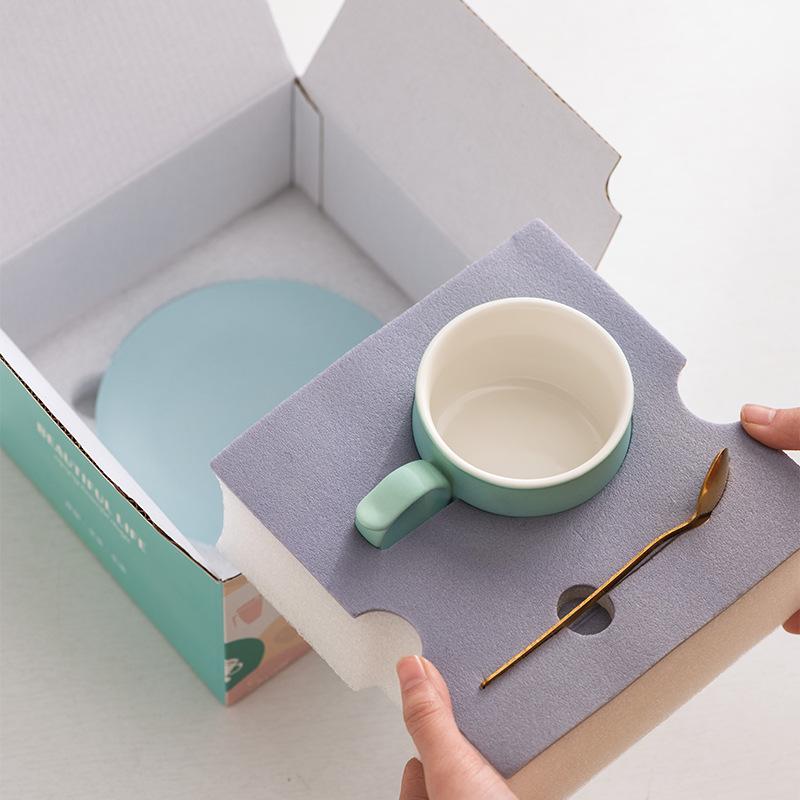 High-end coffee cup gradual change exquisite ceramic cup and saucer set high value mug light luxury design gift
