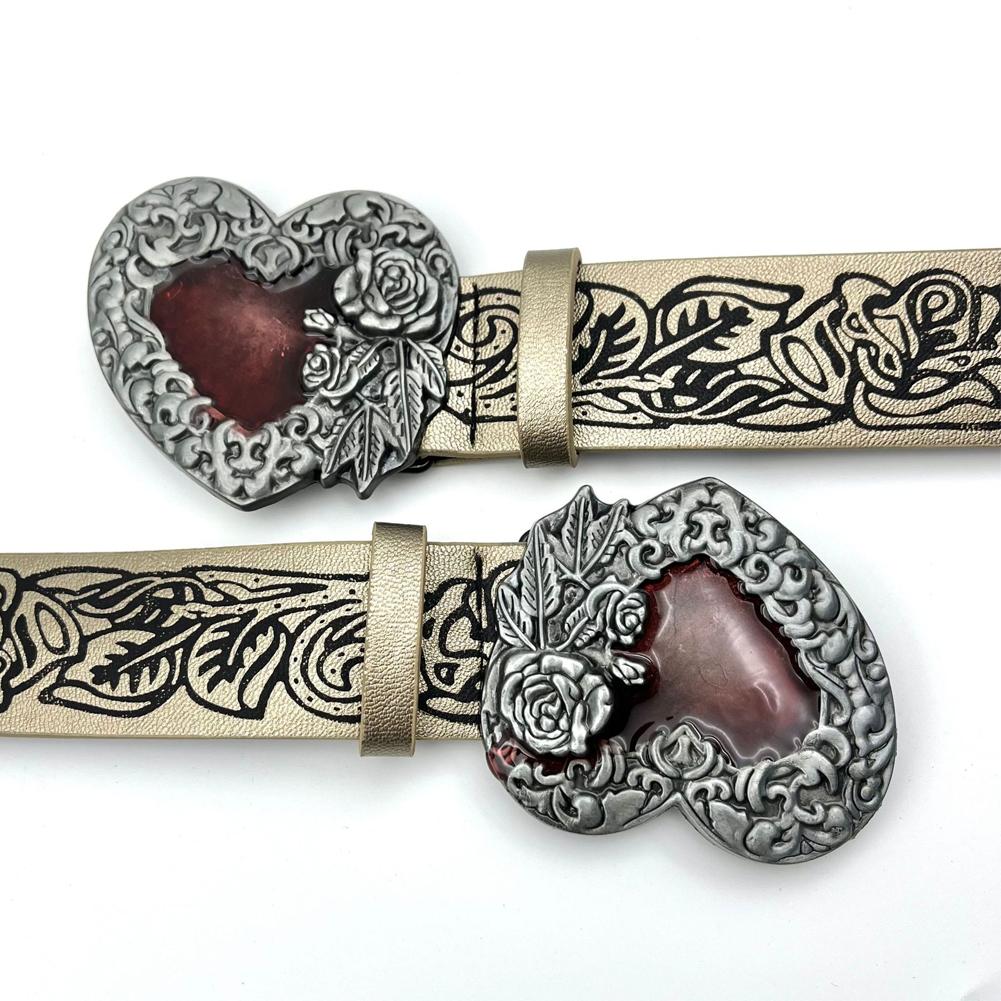 Retro Embossed Heart Belt Punk Personality Y2k Spicy Shaping Gothic Men's and Dark Women's Vers Z6C9
