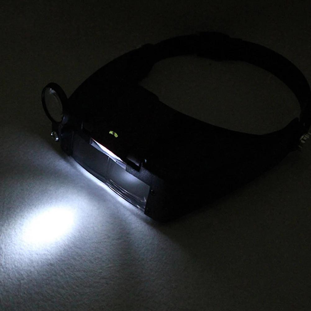 10X LED Magnifying Glasses Illuminated Magnifier Headband Adjustable Head-Mounted Loupe Jewelry Reading Watchmaker Repair Tools