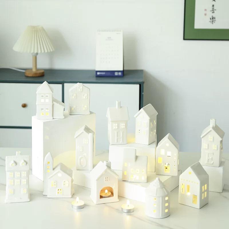 Ceramic House Candle Holder, Nordic Creative Candlestick for Home, Dinner & Wedding Table Decor