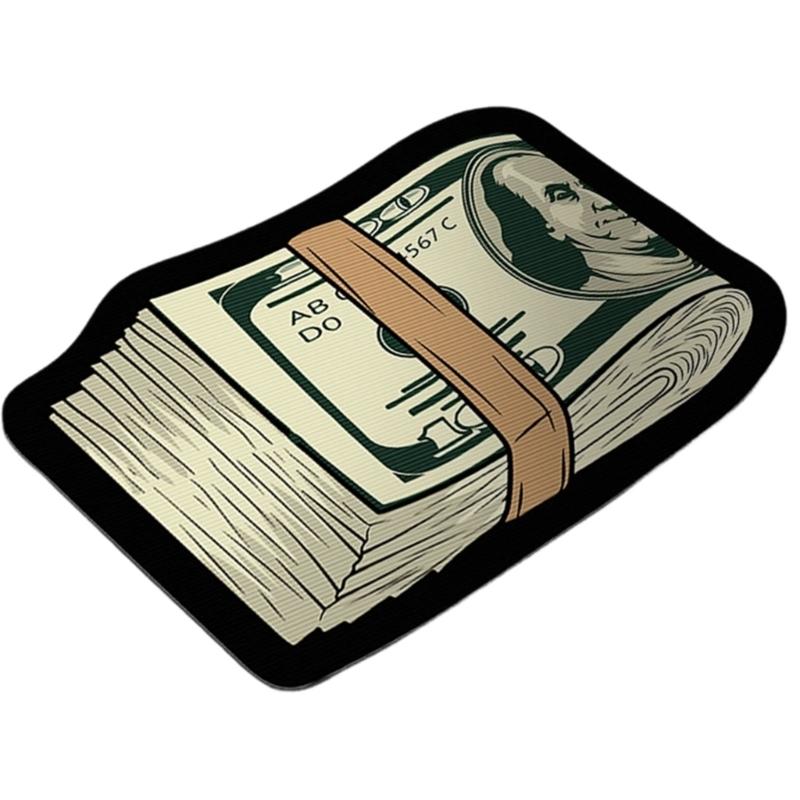 Nonslip Bath Mat Creative Money Shape Carpet Irregular Art Floor Mat for Living Room Bedroom Kitchen Hallway Entry Pad