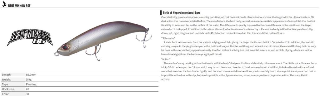 Sale OSP Bent Minnow 86F Schwimmender Minnow-Köder H-04 (7576)