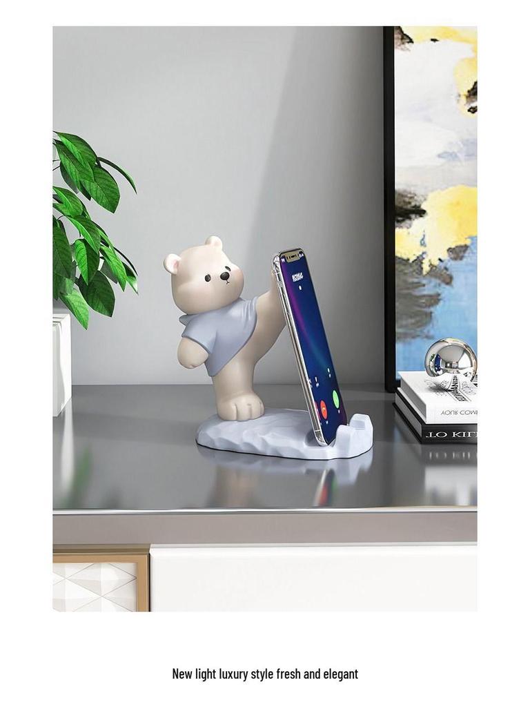 Adorable Bear Phone Holder Desk Ornament for Relaxation & Gift