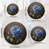 Luxury Blue Rose Floral Pattern Round Shape Floor Mats Kitchen Hallway Runner Rug Bedroom Living Room Soft Carpet Non-slip Area Rug