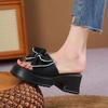 Cool Slippers Women's Summer Outer Wear Fashion 2024 New Versatile Muffin Thick Bottom Heightening Bow Women's Wedge Slippers