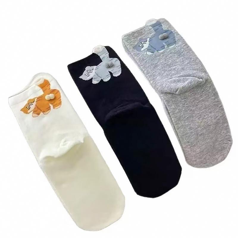 1pair Print Skin-Friendly Colorful Breathable Egg Cat Socks Warm Daily Cute Multi-element Comfortable Cartoon Lightweight Feel