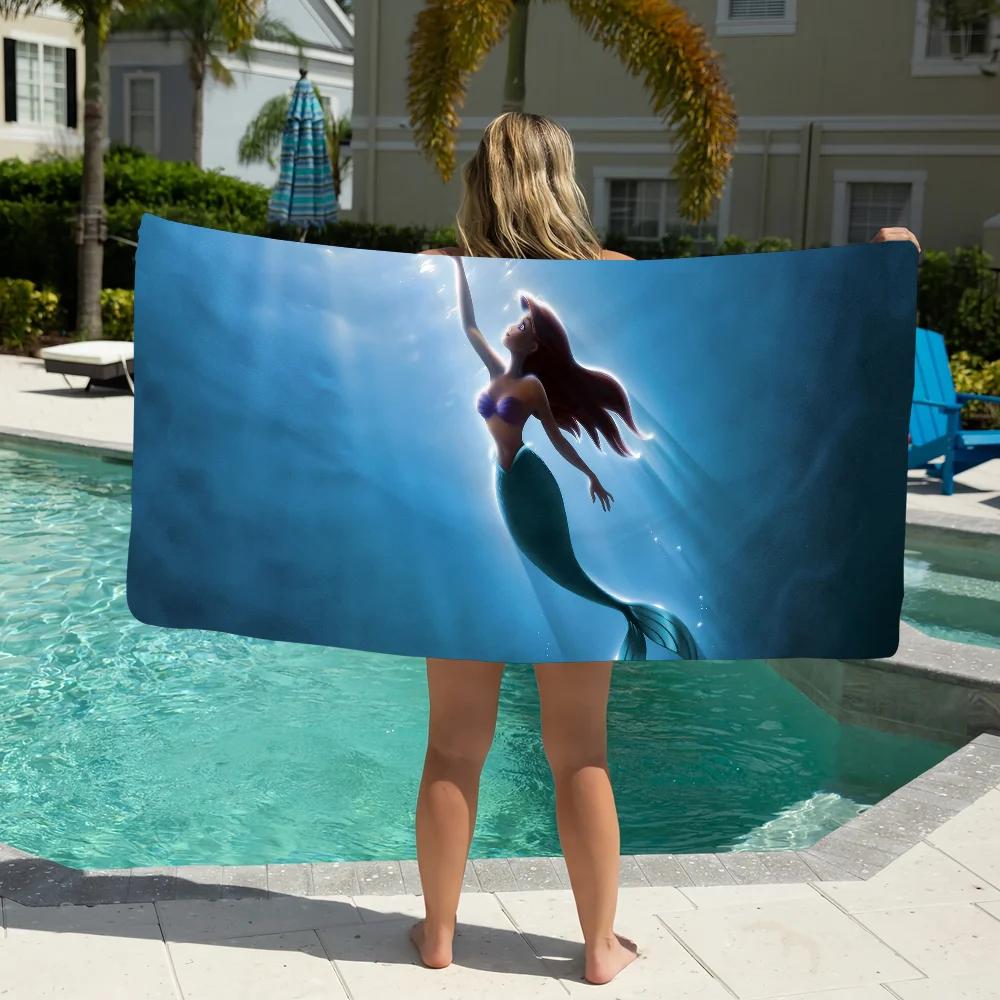 The Little M-Mermaid Towel Pool Beach Towel Portable Quick Fast Dry Sand Outdoor Travel Swim Blanket Thin Mat Bath Towel
