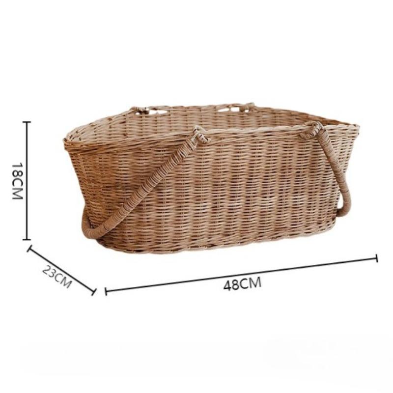 Rattan Organizer Basket Woven Storage Baskets Vintage Decorative Flower Organization Basket Portable Luxury Organizing Baskets 11830₽