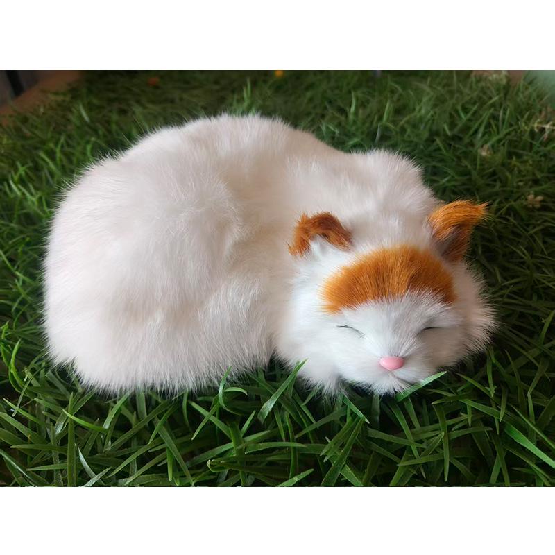 Ev Dekorasyonu İçin El Yapımı Gerçek Kürk Kedi Model Peluş Süs