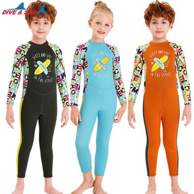 New 2.5mm Children's Thermal Swimsuit One-piece Thickened Wetsuit Long-sleeved Medium-sized Children's Snorkeling Surfing Jellyfish Suit