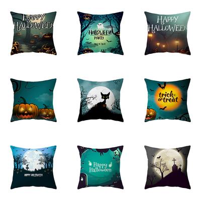Halloween Theme Horror Pumpkin Bat Print Pattern Cushion Cover Home Living Room Sofa Decoration Polyester Pillow Pillow Cover