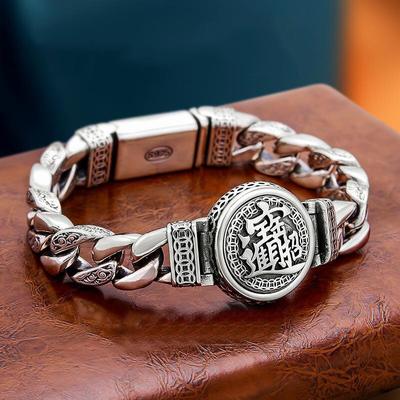 Neue Dominierende männer Sechs-charakter Mantra Plattenspieler Große Armband Dicken Transfer Persönlichkeit Retro Mode Schmuck