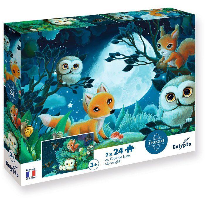 2 Puzzles - SENTOSPHERE - 24 pièces - Au clair de Lune - Observation - Mémoire - Logique - Dès 3 ans