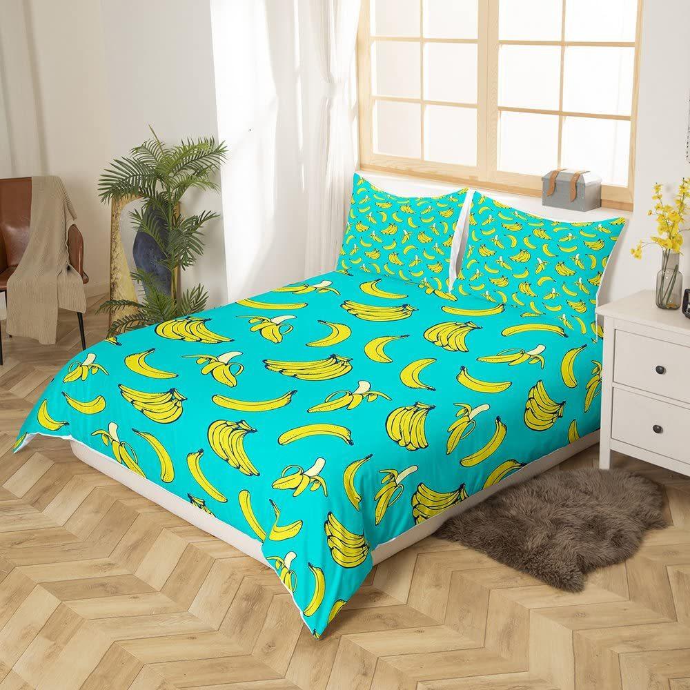 Poszwa na kołdrę Banana Down Tropicalny zestaw pościeli Poszwa na kołdrę z nadrukiem owoców Miękki trzyczęściowy zestaw