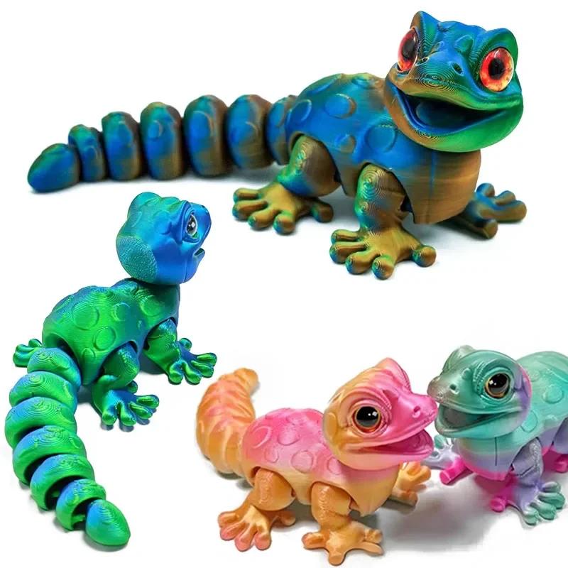 3D Printed Lizard Animal Toy Figures Joints Movable Kid Toys Funny Relief Sensory Action Toy Home Accessories Desktop Ornaments