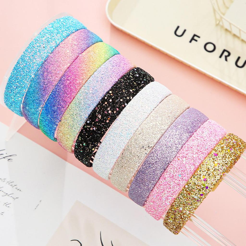 Široké flitrované čelenky Barevné Evropa a Amerika Čelenka Dámský obruč do vlasů Flitrovaný obruč do vlasů Vlasové doplňky