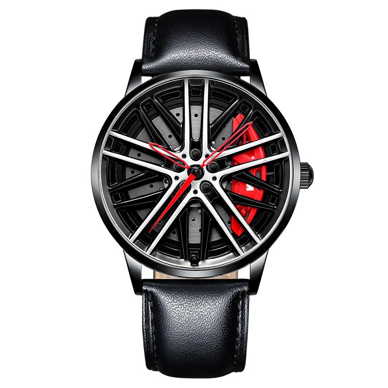 SVJ Genuine Car Wheel Hub Men's Watch Three-dimensional Brake Hollow Personality Dial Sports Car Modified Black Technology Waterproof