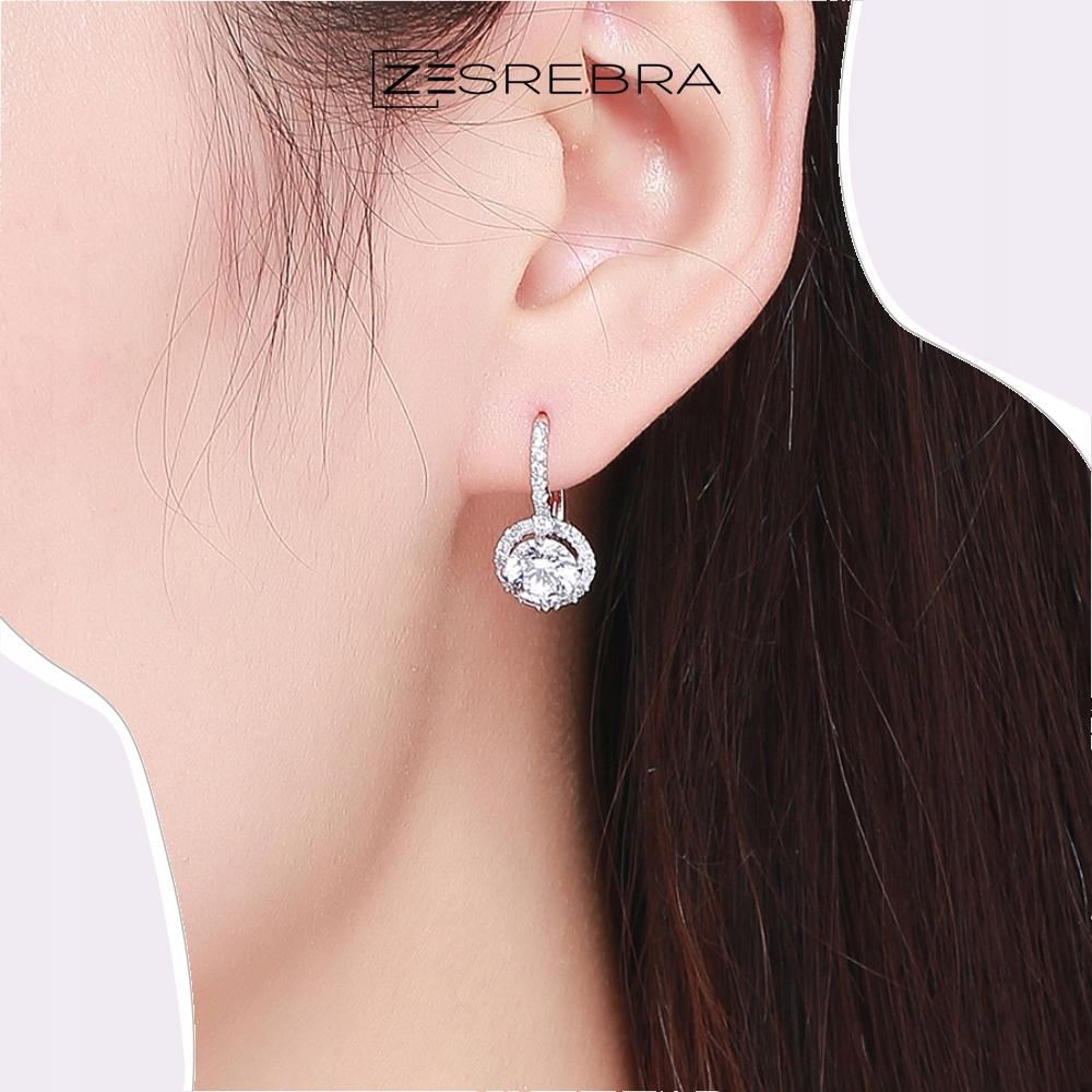 S925 Earrings, Hanging, Large Cubic Zirconia, Elegant English Crystals