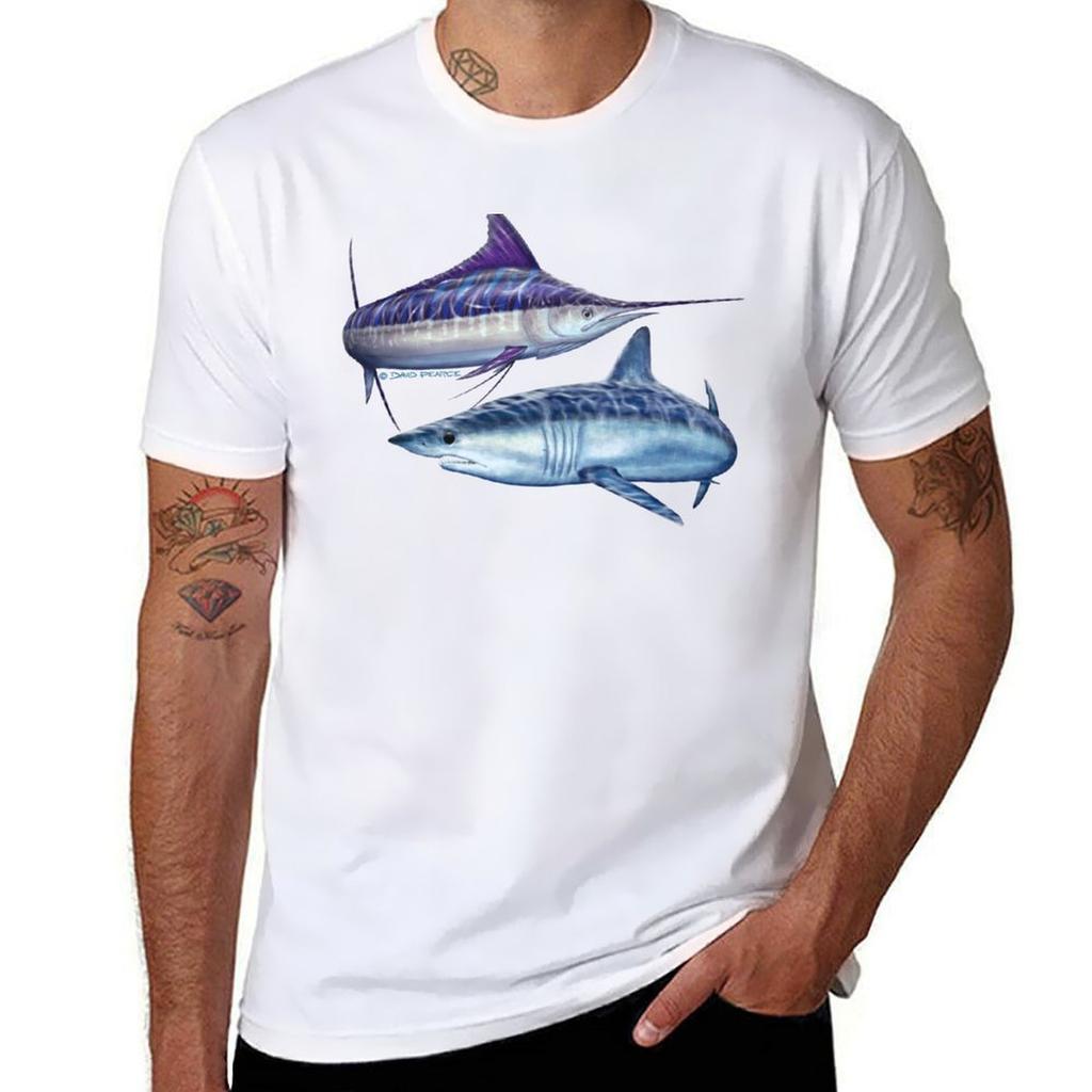 Striped Marlin Mako Shark Tshirt Classic Graphic Short Sleeve Top