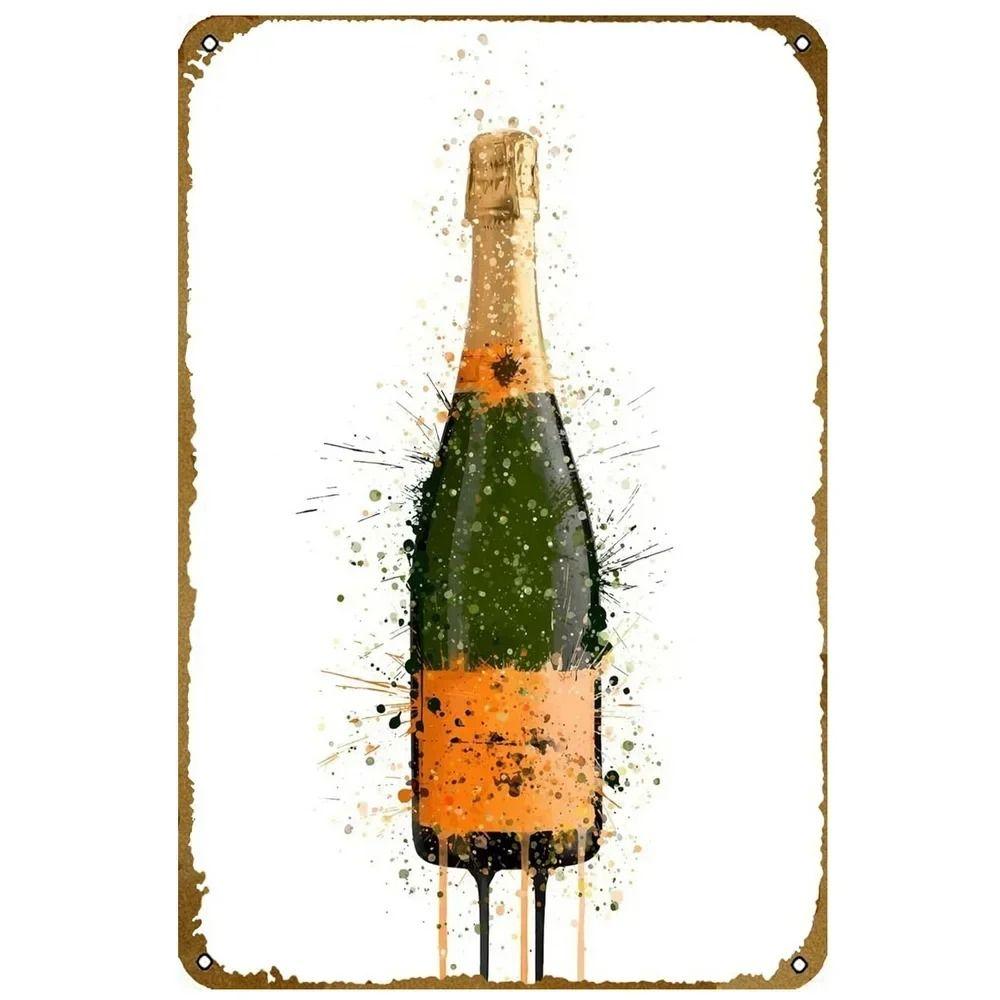 Segno in Latta Metallico Retrò Champagne Francese Decorazione Murale