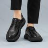 Men's Leather Shoes British Style Trendy Thick-soled Casual Shoes Anti-slip Wear-resistant Properties 2025 Autumn Black Loafers