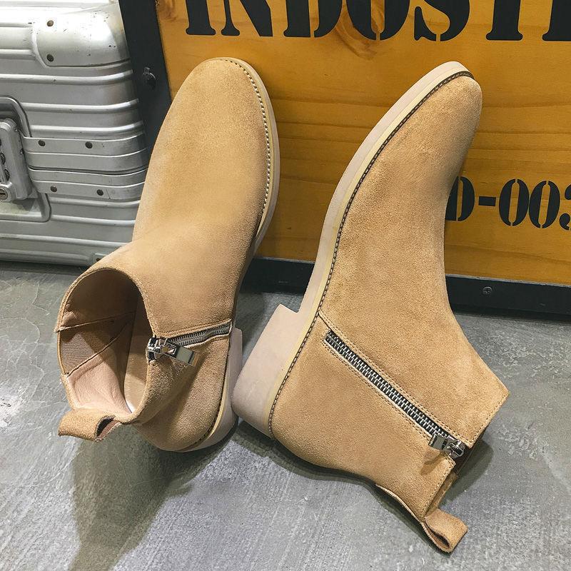 Fashion Men's Classic Retro Chelsea Boots Cow Suede Genuine Leather Men Trendy Ankle Boot Mens Casual Short Boots High-Top Shoes