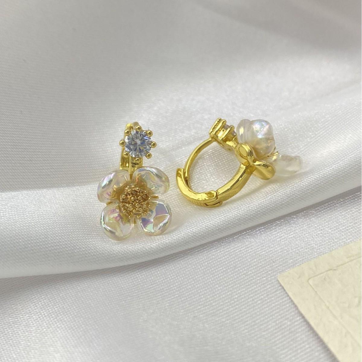 Exquisite Women s Zirconia Flower Earrings: Colorful, Gentle, Fashionable Niche Design Accessories