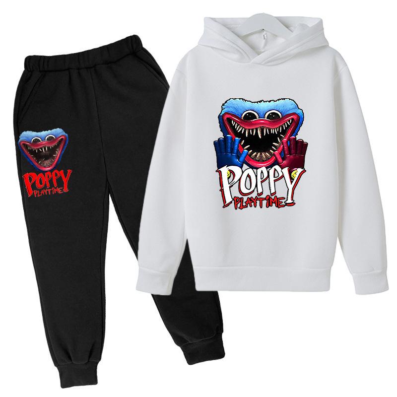 

Autumn Winter Poppy Playtime Huggy Wuggy Character Printed Hoodies Sweatpants Sets Casual Warm Sports Long Sleeved Pants Children s Boy Clothing Sets 100