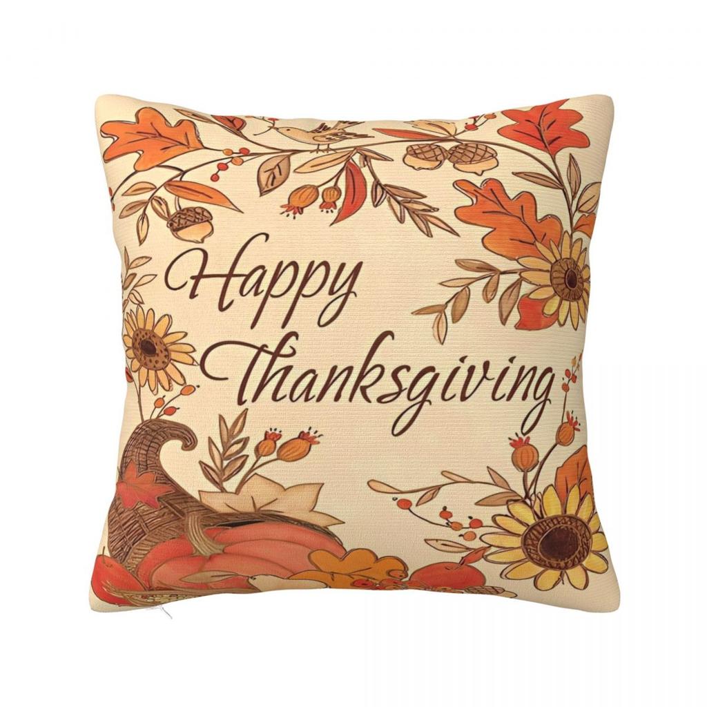 Pillow Case Happy Thanksgiving Day Soft Pillow Cover Morden Cushion Cover Graphic Pillowcases For Sofa Bedroom Home Decor