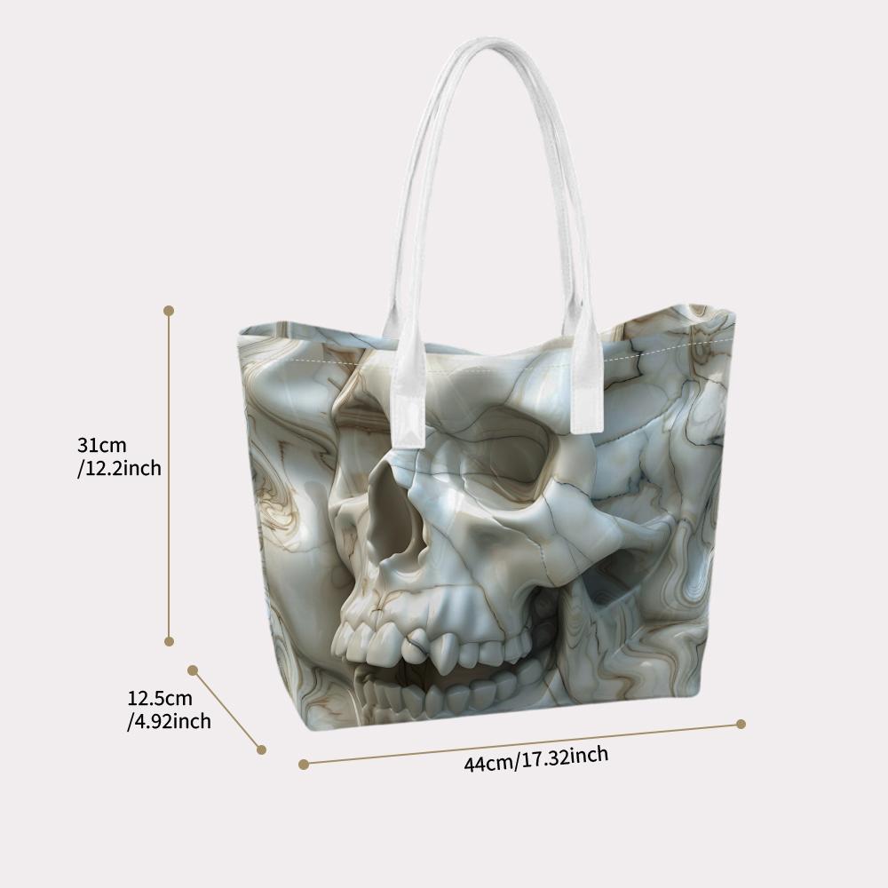 Cool Skull Pattern Casual Tote Bag Fashion Portable Daily Use Shoulder Handbag