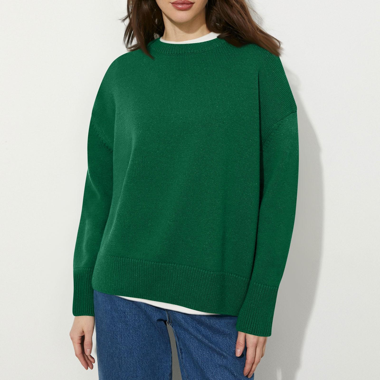 

Женский осенне-зимний однотонный свитер с круглым вырезом M