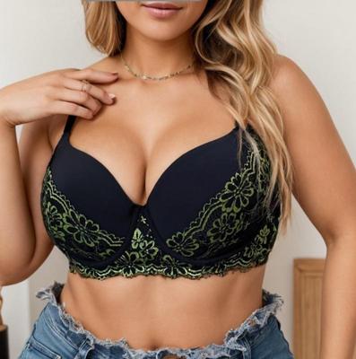 New Brand Sexy Plus Size D Cup Minimizer Lace Bra Ultra-Thin Fat Women's Underwear Gathered Push Up Bralette