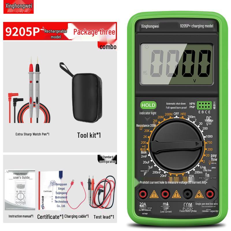 High-Precision DT9205 Digital Multimeter with Anti-Burn Protection for Electricians