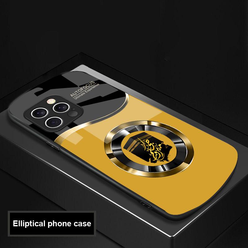 Circle Text Black For IPhone 16 Pro Max 15 Pro 14 13 12 Mini 11 XS Max XR 7 8 Plu SE 2022 Elliptical Glass Phone Case