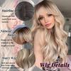 Ombre Blonde Wig with Bangs Long Wavy Wig Platinum Blonde Wigs for Women with Dark Roots Natural Synthetic Wigs Curly Hair