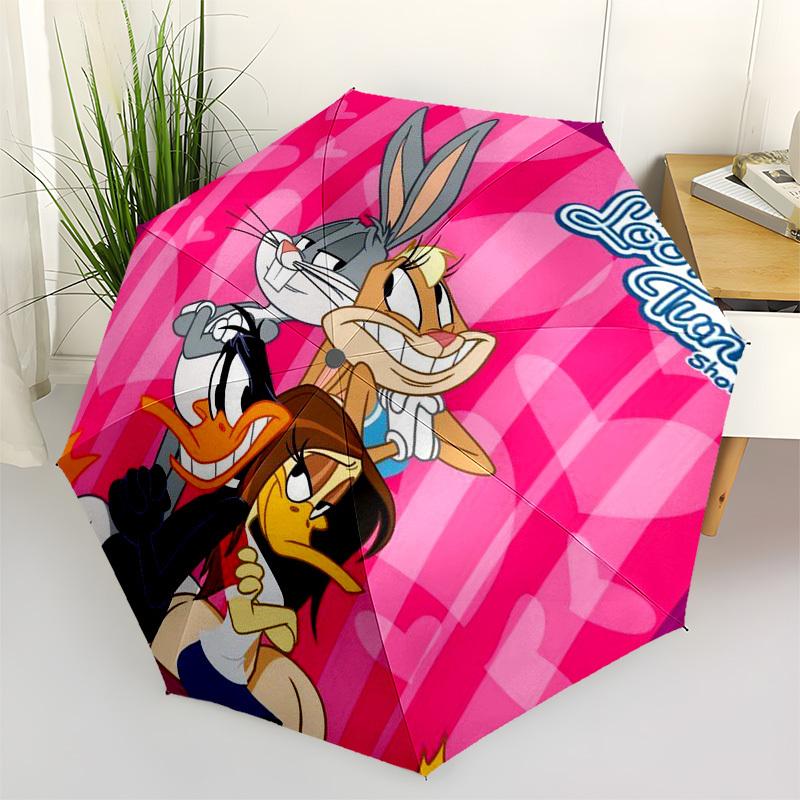 1pc Looney Tunes Characters Heart Background Umbrella with Plastic Handle,Cartoon Pattern,Suitable for All Seasons Multi-functional Umbrella368