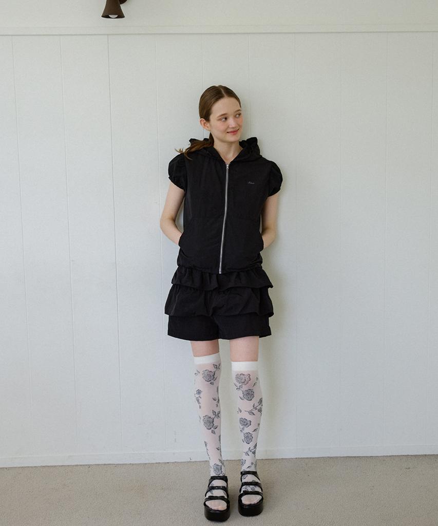 Leteoli Nylon Frill Pants_Black