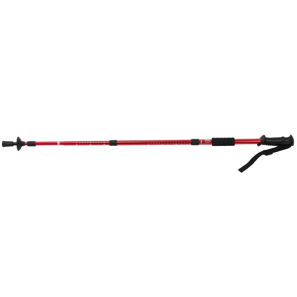 Outdoor Aluminium Alloy 4-Sections Suspension Straight Handle Pole Walking Stick Alpenstock for Climbing Camping