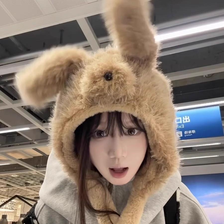 Winter neu süß beweglich flauschig Welpenhund Ohren Mütze weiblich verdickt warm Ohrenschützer